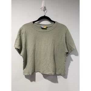 Big Bud Cropped Tee Womens Small Oversized Honeycomb Knit 100% Cotton Minimalist